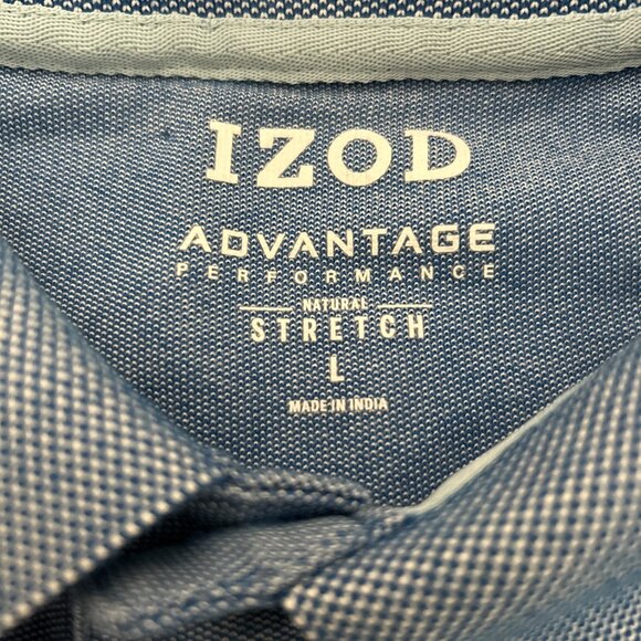 IZOD Advantage Performance Men's Size Large Solid Blue Short Sleeve Polo Shirt - Picture 3 of 5